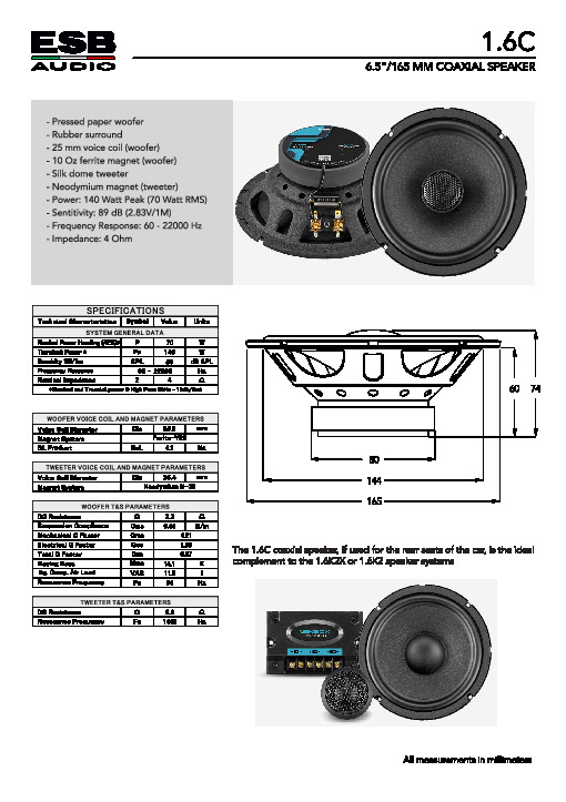 Alternative view of ESB AUDIO 1.6C  Coaxial Speakers