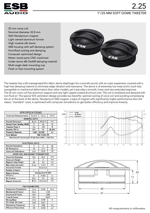 ESB Audio 2.6K2x 2000 Series 2-Way Speaker System with 1"/25 mm Tweeter - Image 4