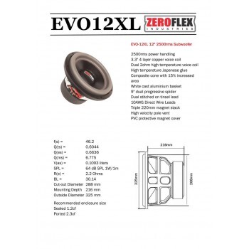 ZEROFLEX EVO-12XL 12" 2500 RMS Subwoofer - Image 3